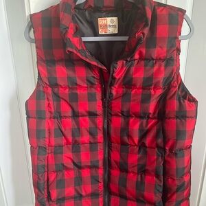 Red and Black Checkered Puffer Vest